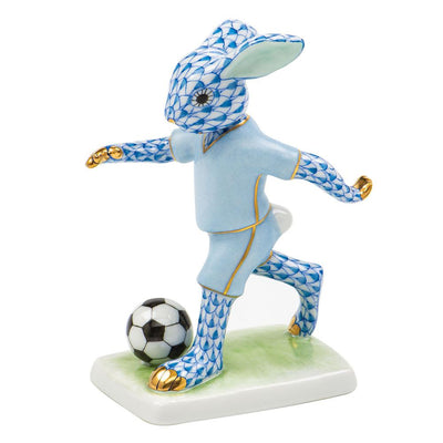 Herend Soccer Bunny Figurines Herend Blue 