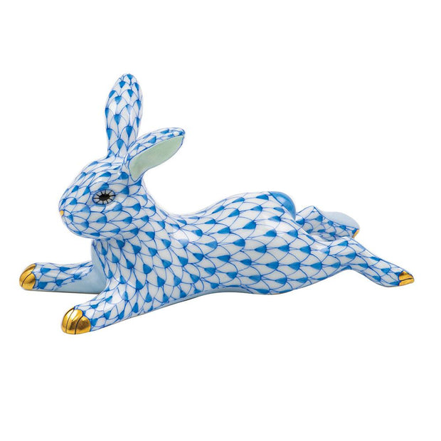 Herend Lounging Bunny Figurines Herend Blue 