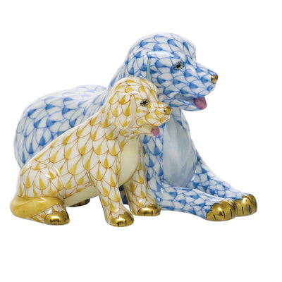 Herend Mommy And Me Figurines Herend Blue + Butterscotch 