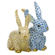 Herend Twisted Bunnies Figurines Herend Blue + Butterscotch 