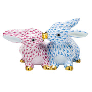 Herend Kissing Bunnies Figurines Herend Blue + Raspberry (Pink) 