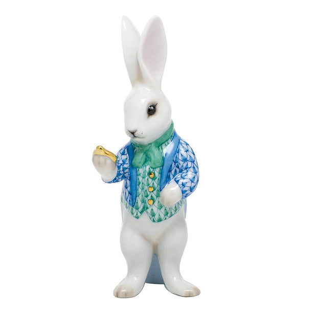 Herend White Rabbit Figurines Herend Blue + Green 