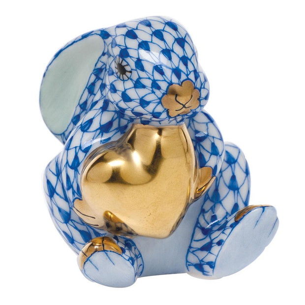 Herend Bunny W/Heart Figurines Herend Sapphire 