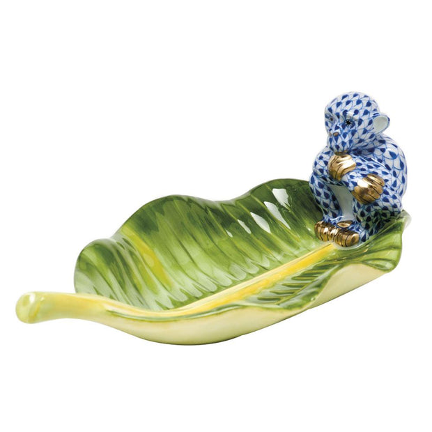 Herend Monkey On Banana Leaf Figurines Herend Sapphire 