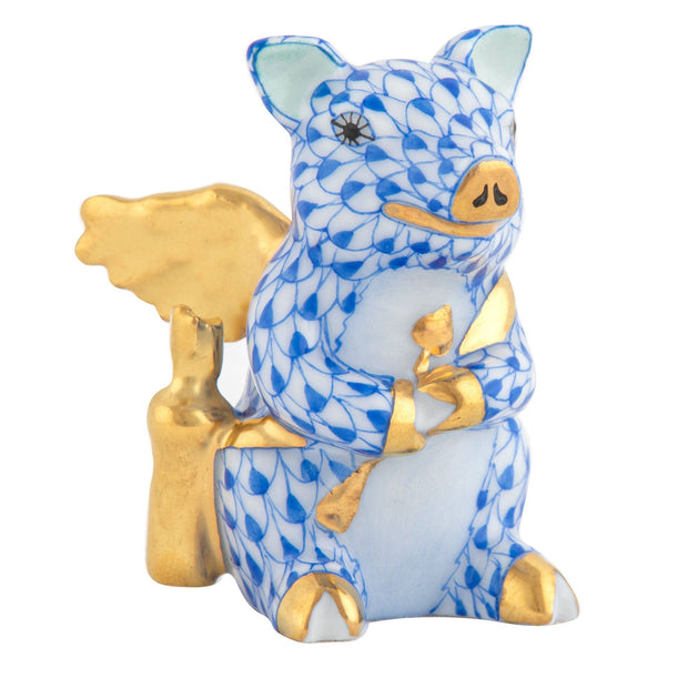 Herend Cupid Piggy Figurines Herend Sapphire 