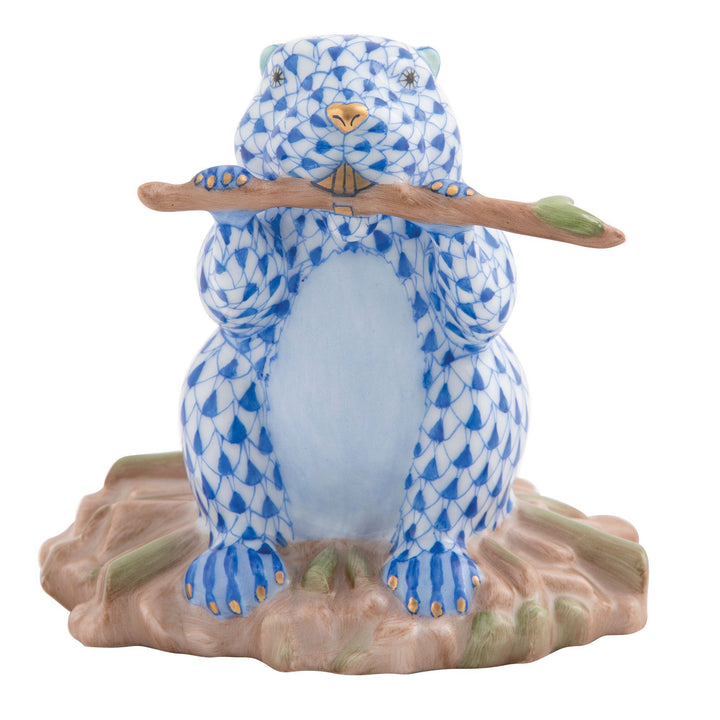 Herend Beaver On Dam Figurines Herend Sapphire 