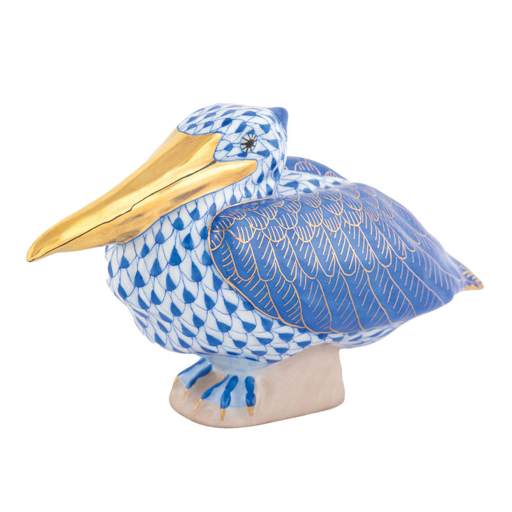Herend Sitting Pelican Figurines Herend Sapphire 