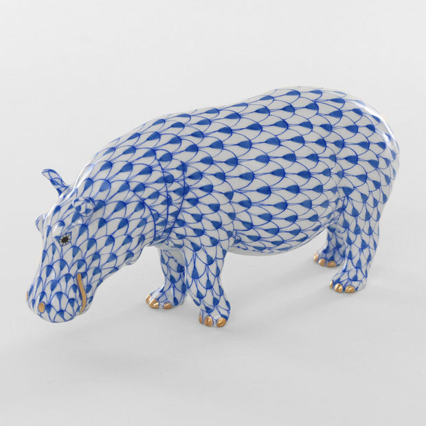 Herend Medium Hippopotamus Figurines Herend Sapphire 