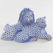 Herend Lion And Lioness Figurines Herend Sapphire 
