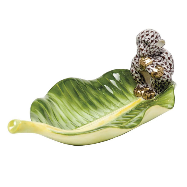 Herend Monkey On Banana Leaf Figurines Herend Chocolate 