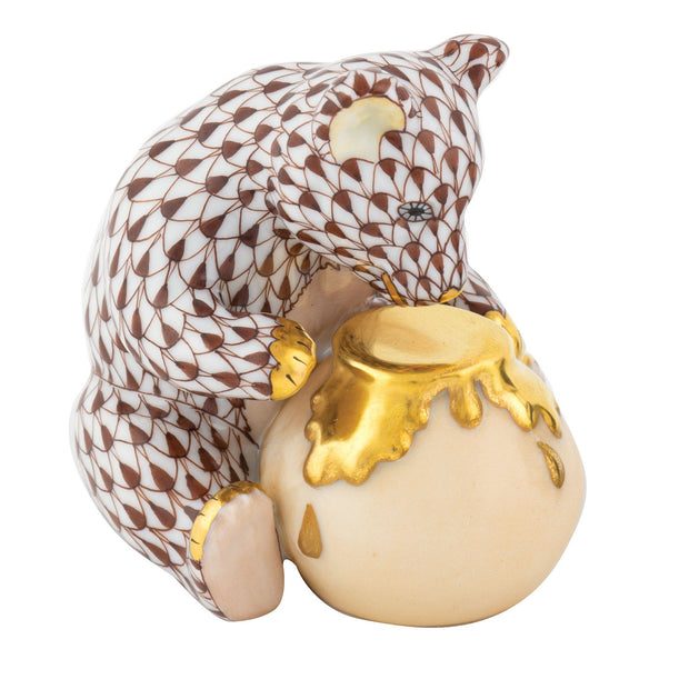 Herend Bear With Honey Pot Figurines Herend Chocolate 