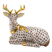 Herend Lying Christmas Deer Figurines Herend Chocolate 