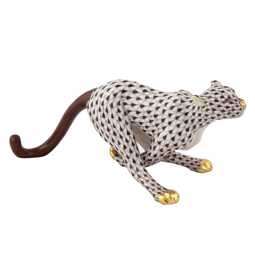 Herend Small Cheetah Figurines Herend Chocolate 