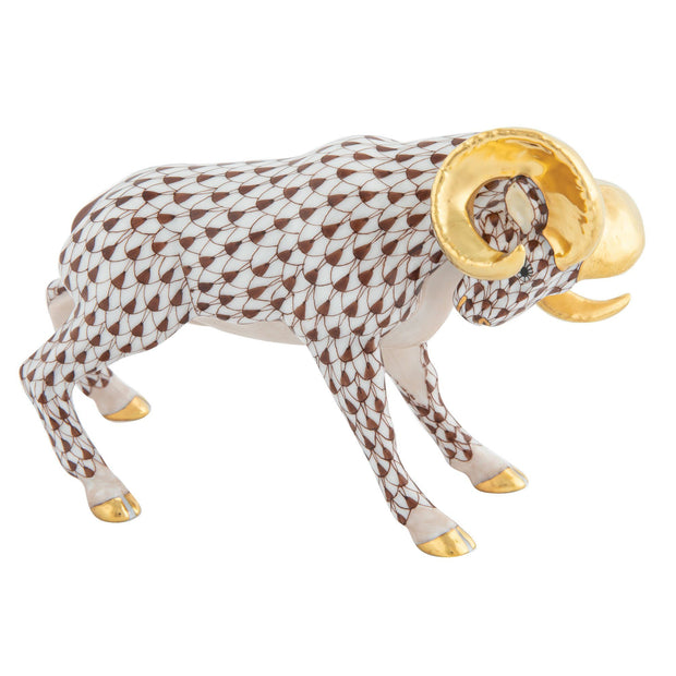 Herend Charging Ram Figurines Herend Chocolate 