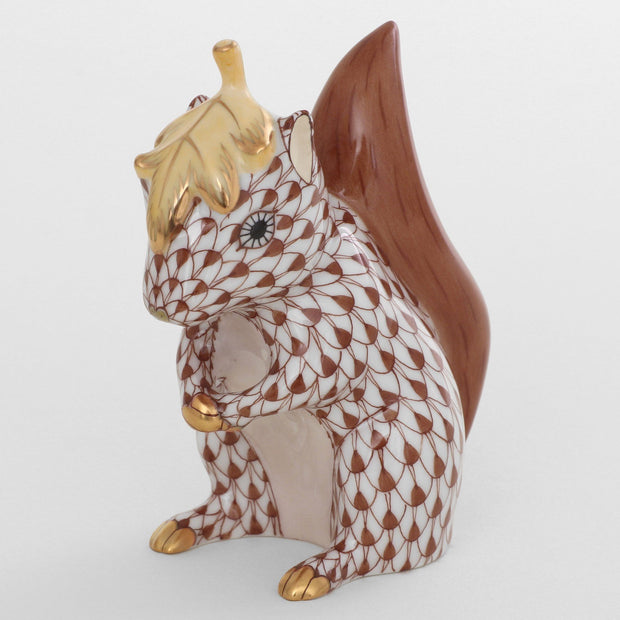 Herend Squirrel With Leaf Figurines Herend Chocolate 