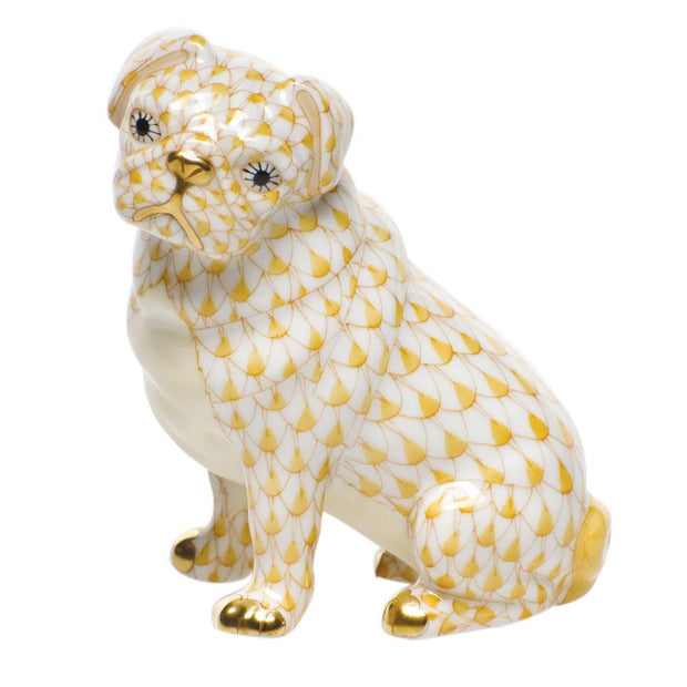 Herend Sitting Pug Figurines Herend Butterscotch 