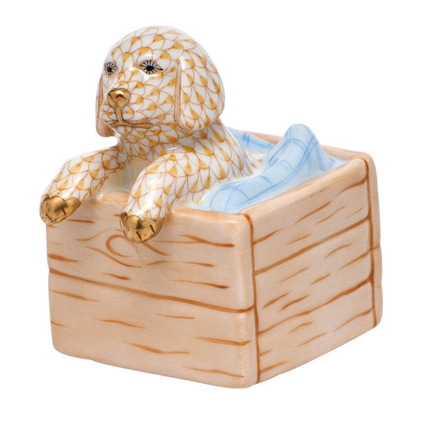 Herend Puppy In Crate Figurines Herend Butterscotch 