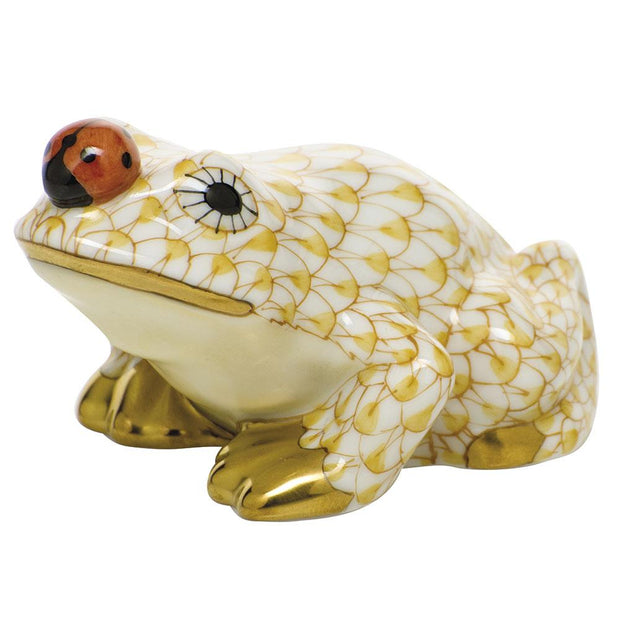 Herend Frog With Ladybug Figurines Herend Butterscotch 