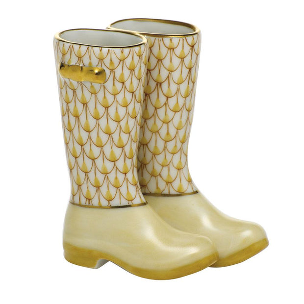 Herend Pair Of Rain Boots Figurines Herend Butterscotch 
