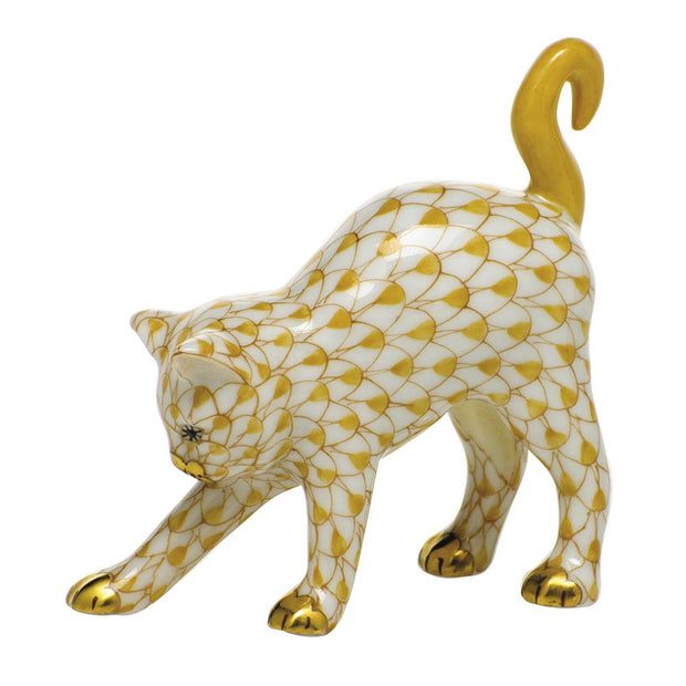Herend Arched Cat Figurines Herend Butterscotch 