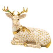 Herend Lying Christmas Deer Figurines Herend Butterscotch 