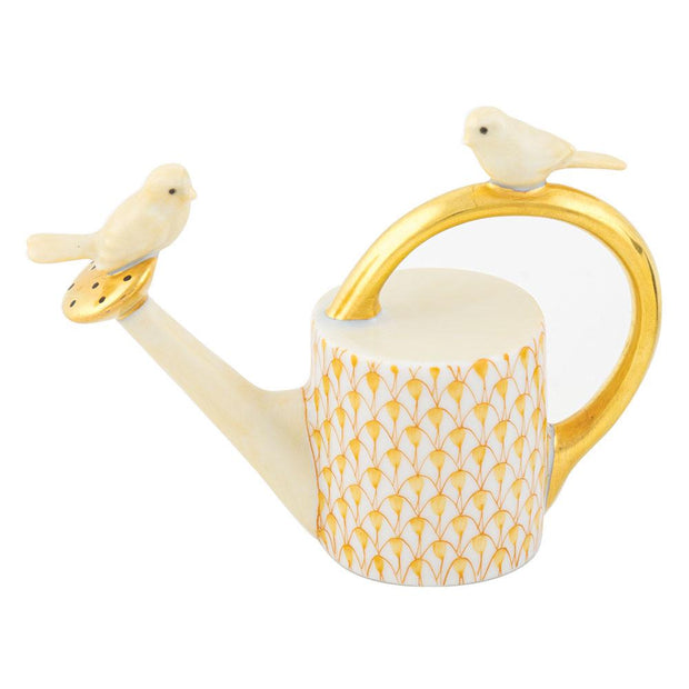 Herend Watering Can With Birds Figurines Herend Butterscotch 