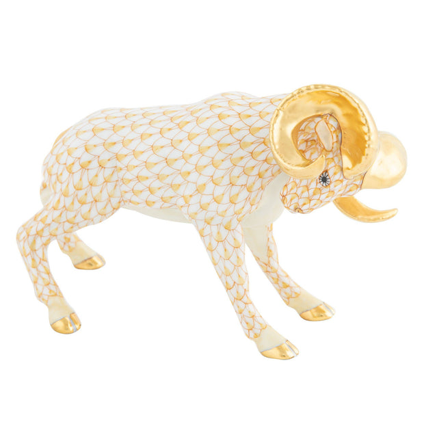 Herend Charging Ram Figurines Herend Butterscotch 