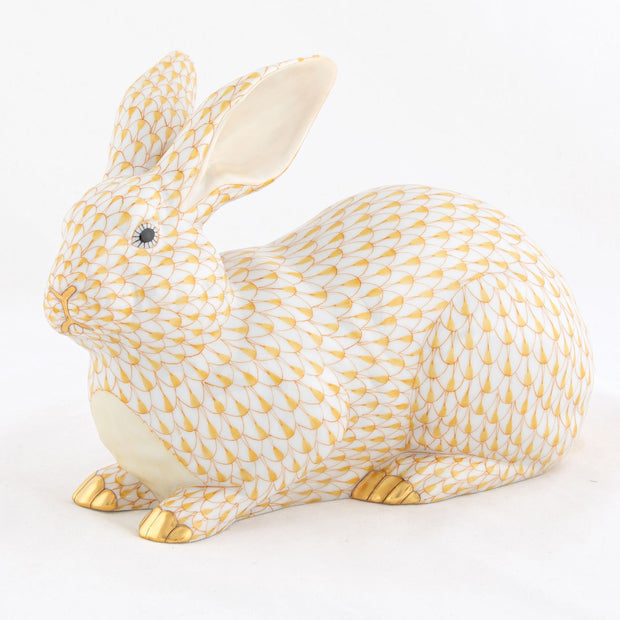 Herend Large Lying Bunny Figurines Herend Butterscotch 