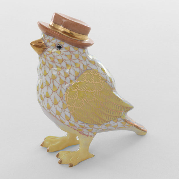 Herend Bird With Hat Figurines Herend Butterscotch 