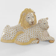 Herend Lion And Lioness Figurines Herend Butterscotch 