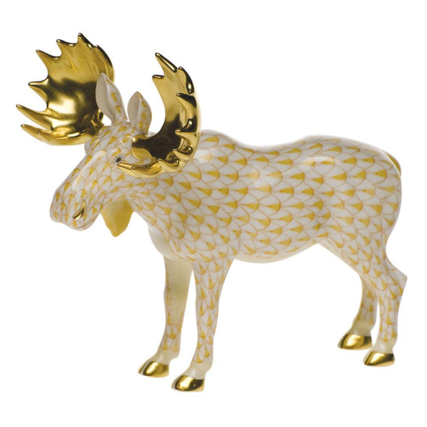 Herend Standing Moose Figurines Herend Butterscotch 