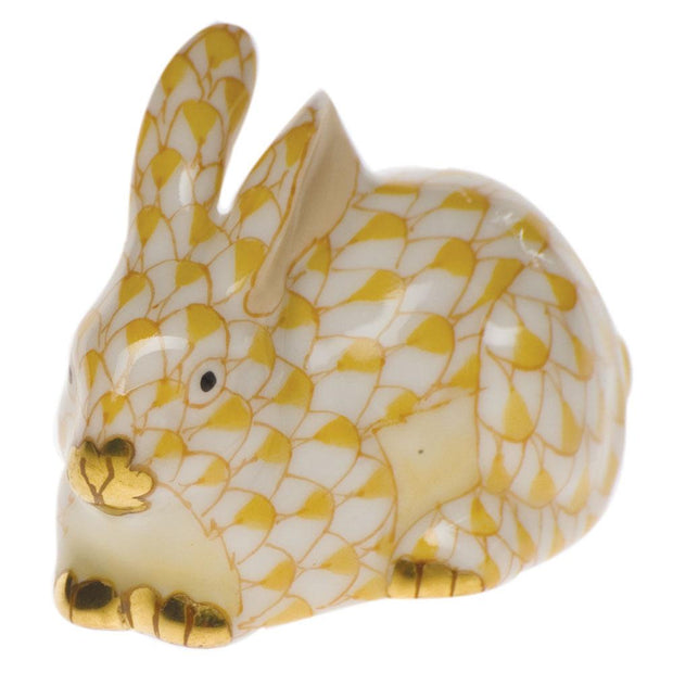 Herend Miniature Lying Rabbit Figurines Herend Butterscotch 
