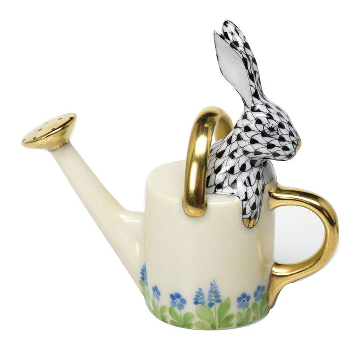Herend Watering Can Bunny Figurines Herend Black 