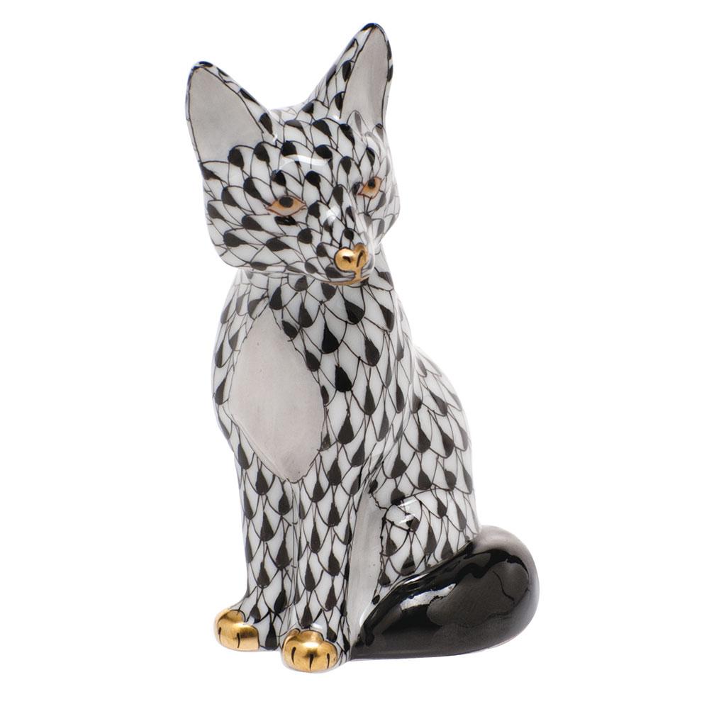 Herend Sitting Fox Figurines Herend Black 