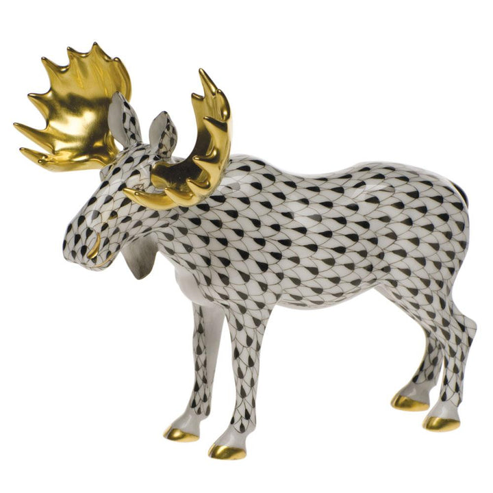 Herend Standing Moose Figurines Herend Black 