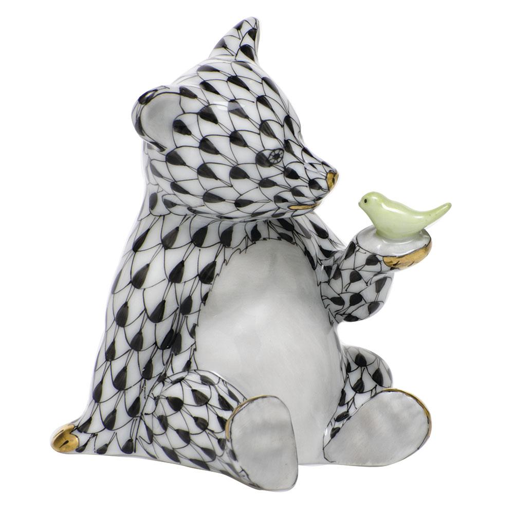 Herend Bear W/Bird Figurines Herend Black 