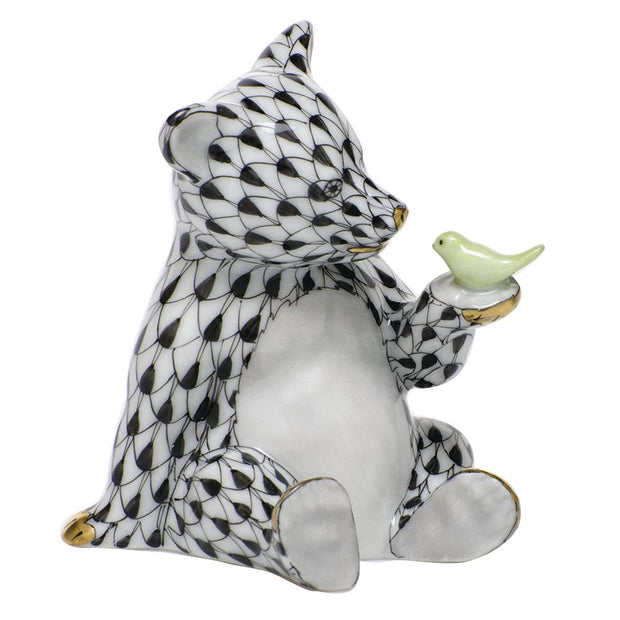Herend Bear W/Bird Figurines Herend Black 