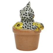 Herend Flower Pot Kitty Figurines Herend Black 