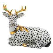 Herend Lying Christmas Deer Figurines Herend Black 