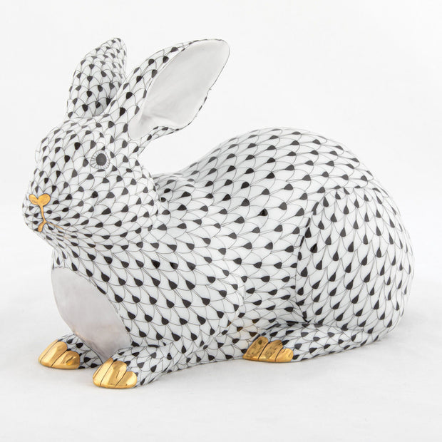 Herend Large Lying Bunny Figurines Herend Black 