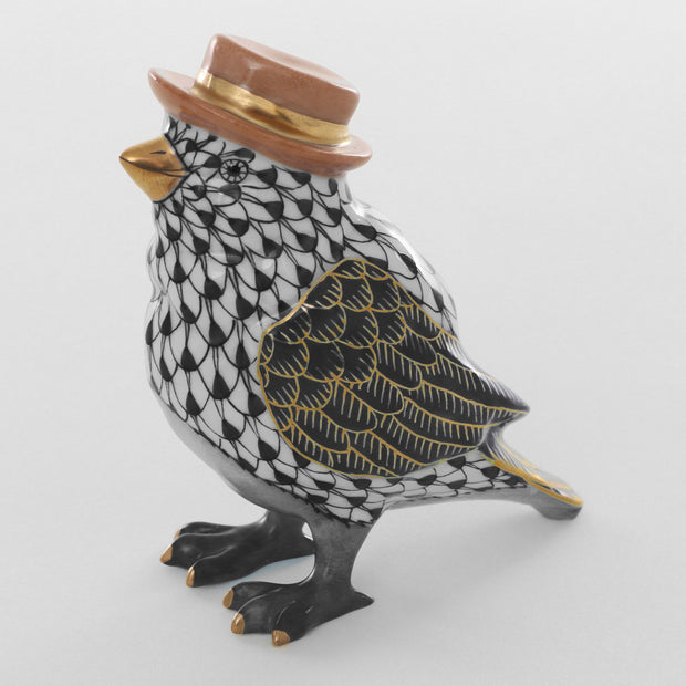 Herend Bird With Hat Figurines Herend Black 