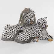 Herend Lion And Lioness Figurines Herend Black 