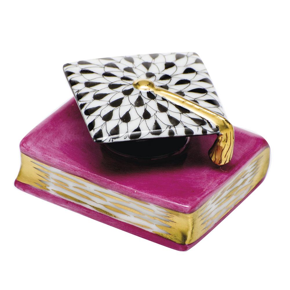 Herend Graduation Cap Figurines Herend Black + Raspberry (Pink) 