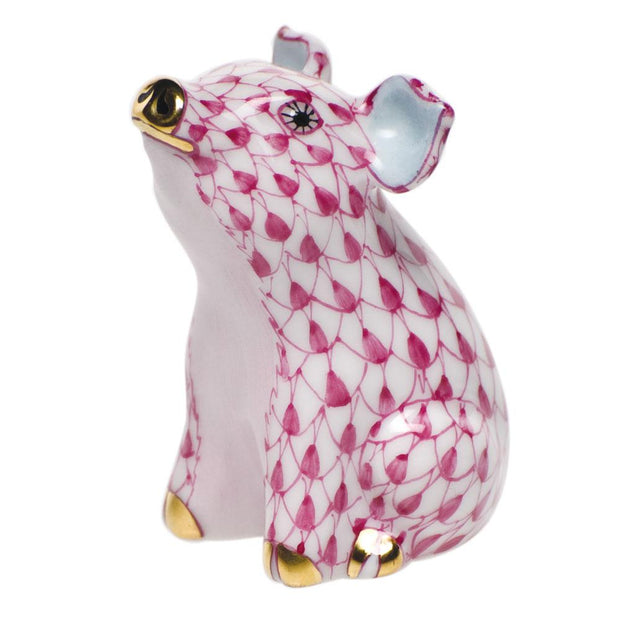 Herend Little Pig Sitting Figurines Herend Raspberry (Pink) 