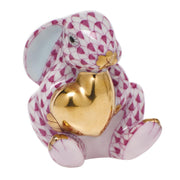 Herend Bunny W/Heart Figurines Herend Raspberry (Pink) 