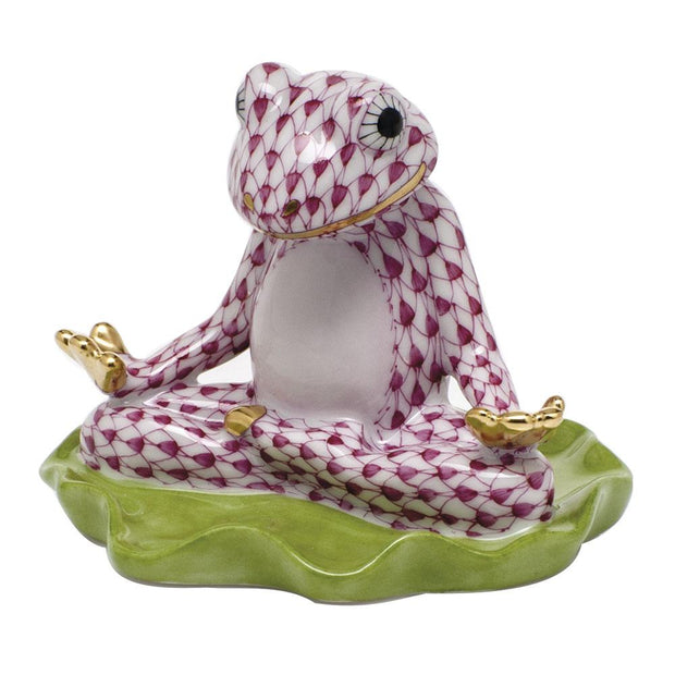 Herend Yoga Frog Figurines Herend Raspberry (Pink) 