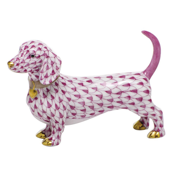 Herend Dachshund Figurines Herend Raspberry (Pink) 