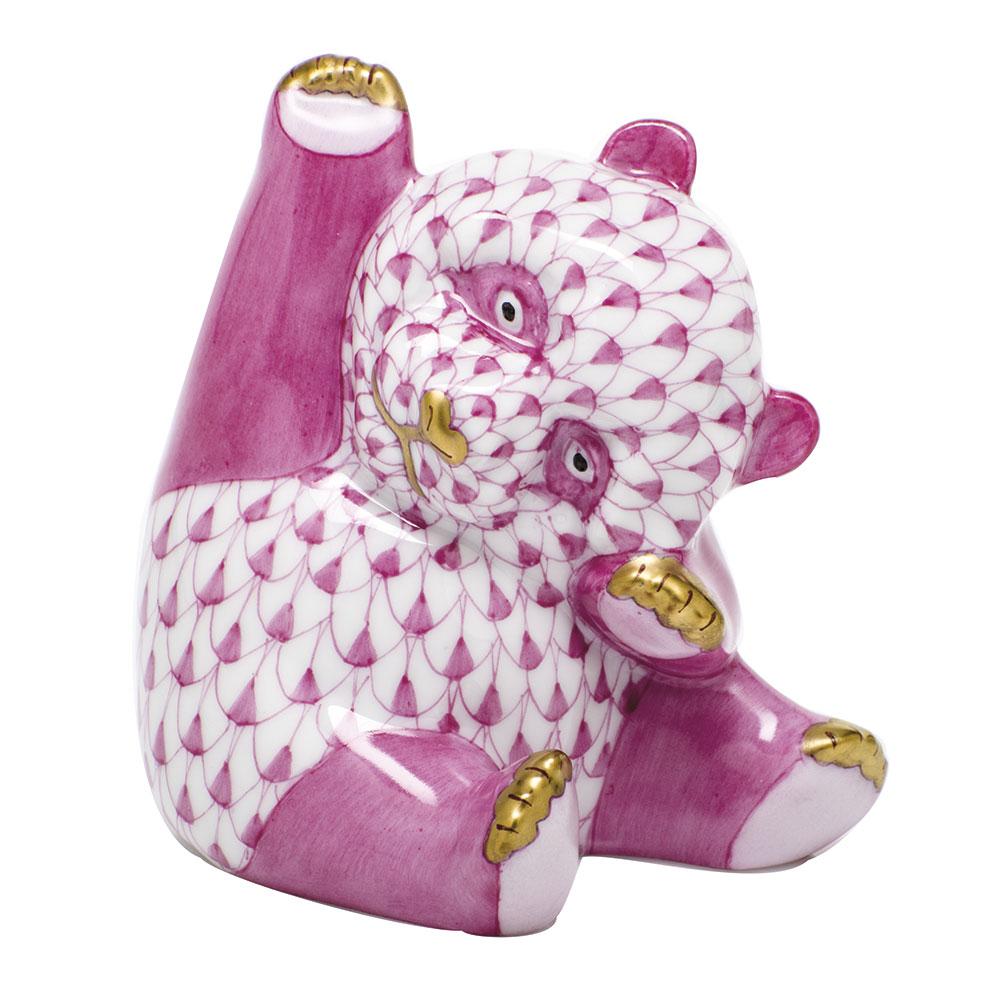 Herend Playful Panda Figurines Herend Raspberry (Pink) 