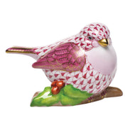 Herend Little Bird On Holly Figurines Herend Raspberry (Pink) 