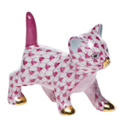 Herend Strutting Kitty Figurines Herend Raspberry (Pink) 